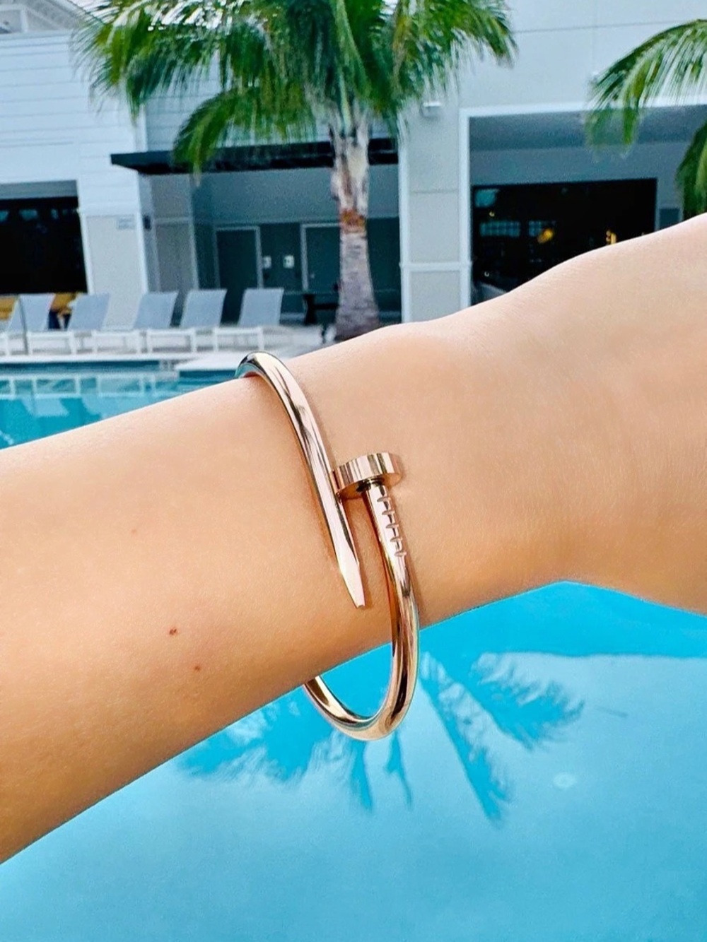 Rose Gold Nail Screw Bangle Bracelet